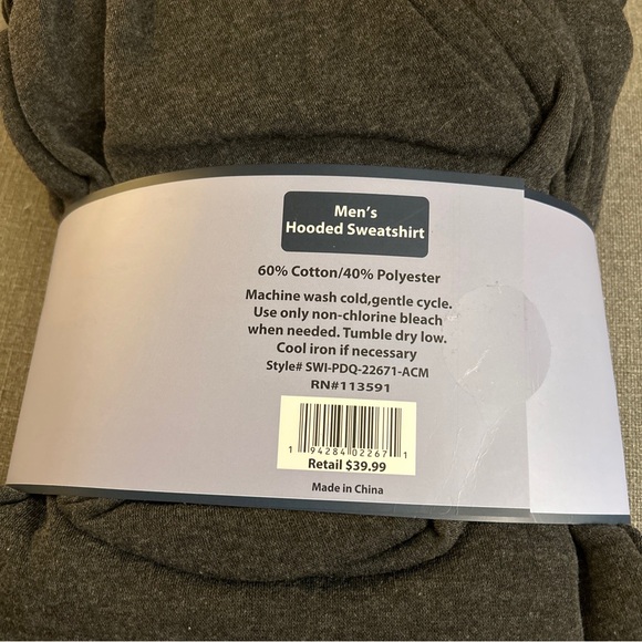 New Jackson Hole Men’s Charcoal Gray Hooded Sweatshirt Size:2XL - Picture 3 of 3